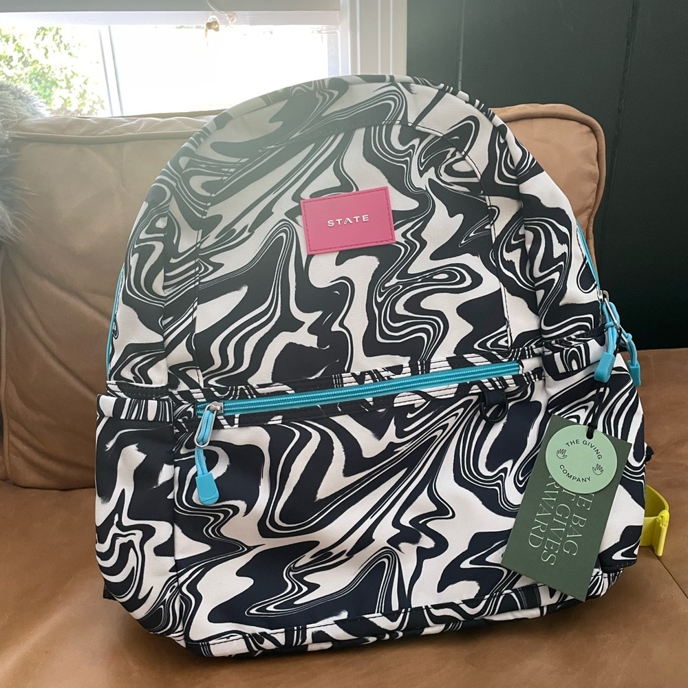 STATE Eco-Friendly White and Blue Bag